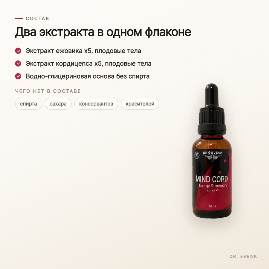 Mind Cord, жидкий экстракт 30 мл — Состав